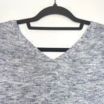 Loft Light Blue Heathered V-neck Fitted Sweater Photo 6