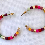 Multi color beaded semi hoop earrings Photo 0