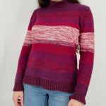 vintage y2k boho sunset sky striped mockneck sweater purple pink white size M Size M Photo 6