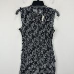 Madewell  Smocked Crewneck Mini Dress Harper Floral Boho Black White US 00 NWT Photo 12