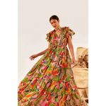 Farm Rio 💕💕 Macaw Leaves Flutter Sleeve Maxi Dress XL Photo 1