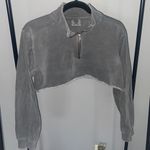 Comfort Colors Dark Grey 3/4 Zip Front Cropped Pullover Photo 0
