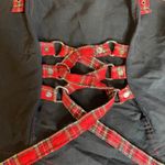 Lip service Black Red Lace Up Black Maxi Dress Plaid Punk Alt Goth 12 Photo 1