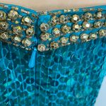 NITELINE By Della Roufogali Green Sequin with Gold Beaded Neckline Mini Dress 8 Photo 8