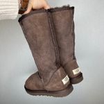 UGG  Australia Tall Boots Brown Suede Sheepskin Lined Women Size 5 Photo 3
