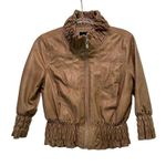 Therapy Women's Faux Leather Motorcycle Jacket Ruffled Long Sleeve Full Photo 11