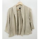 Eileen Fisher  Tan Linen Open Front Cardigan Jacket Textured Women Medium Petite Photo 0