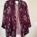 Anthropologie  Ettiwa Floral Burgundy Lightweight Blazer Photo 2