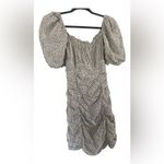 ZARA Draped Polka Dot Mini Short Dress Puff Sleeve Neutral Black Size XS Photo 4