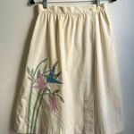 Bespoke Vintage Ivory Circle Skirt Pink Blue Floral Appliqué Adjustable Small Photo 0