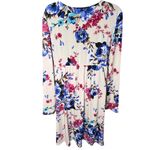 Pinkblush  Floral Faux Wrap Maternity Dress Stretch Long Sleeve Beige Blue M/L Photo 1