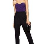 ASOS NWT  Strapless Sweetheart Neckline Purple Black gathered Jumpsuit Size 6 Photo 9