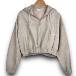Altar'd State Cropped Corduroy Hooded Jacket Zipper Front Light Tan Beige Medium Photo 0