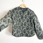 ZARA Olive Green Printed Puffer Quilted Jacket Size Small Lightweight Boho Photo 9