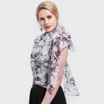 Marble Print Scarf Wrap Scarves Sheer Thin New Black White Photo 2