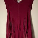 Adore Me Adobe Star Deep Red Tunic Top with lace panels flared bottom oversized Medium Photo 0