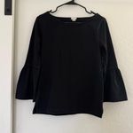 J.Crew Black Bell Sleeve Boatneck Long Sleeve Blouse Top Preppy Career Office S Photo 0