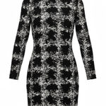 Club Monaco Kaisie Dress Black White 3/4 Sleeve Stretch Knit Lined Size 6 Photo 0