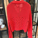 H&M  sweater crochet pointelle knit cotton long sleeve top scalloped collar Photo 2