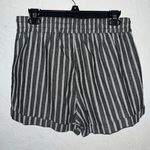 Ci Sono Gray and White Striped Linen Shorts Photo 1
