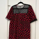 BCBGeneration Dress Womens Mixed Media Red Black Floral Lace Photo 7