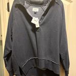 American Eagle NWT  M Heather Black Quarter Button Up Sweatshirt  Photo 0