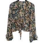 Free People  Floral Sheer Ruffle Long Sleeve Tie Front Cardigan Size XS Photo 1