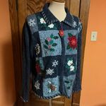 Tiara International Vintage 90s  Zip down Christmas Cardigan Photo 5