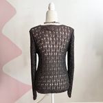 Anthropologie  Pilcro Green Metallic Crochet Sweater Boho Holiday Artsy Small Photo 1