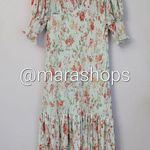 Bytimo Plissé Floral Maxi Dress Blue Size M Photo 3