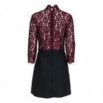 Sandro Paris Burgundy Lace & Black Crepe Dress – Size 1 (US Small) Photo 2