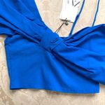 ZARA  Tied Bow Spaghetti Strap Crop Top in Bluish Photo 7