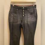 Frye & Co. Button Front Flare Fray Hem Jeans In Charcoal Wash Size 8 Black Photo 1