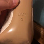 Gucci  WHITE LEATHER SLINGBACK CHAIN HEELS Photo 6