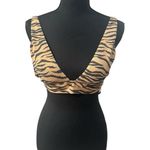 Aerie NWT!  Pique Triangle Bikini Top Brown Black Animal Print - Size XL Photo 4