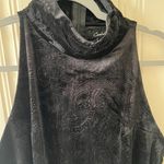 Black Mock Neck Velvet Floral Paisley Print Knee length Dress Size Large NWT Photo 2