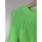 ZARA  Ribbed Knit Cropped Sweater Long Sleeve Bright‎ Green Size L Photo 4