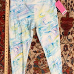 Betsey Johnson Nwt  Marble Print High Rise Leggings Blue Yellow Pastel Yoga Pants Photo 0