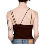 Moussy Vintage Tank Top Women XS Brown Asymmetric Strap Cut Off Camisole Cami Photo 1