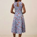 Pact  Organic Fit & Flare Keyhole Back Dress Nightfall Blooms Cornflower Blue M Photo 1