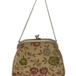 Vintage Tapestry Metal Hinge Purse Gold Floral Photo 0