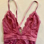 Victoria's Secret  Fishnet Lace Teddy Bodysuit XS Maroon Dark Cherry Red NWT Photo 2