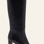 Ba&sh Ba+Sh Ciry Black Leather Knee High Heeled Boots Size 40 Photo 0