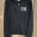 PINK - Victoria's Secret  RARE Black Holographic Rainbow Sequin P Zip Sweater, Large Photo 0