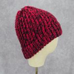 Red Black Crochet Knit Bucket Cap Hat Fun Vintage Y2K Funky Beanie Photo 0