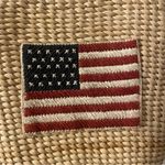 Woven Tote Bag with American Flag Design Tan Photo 1