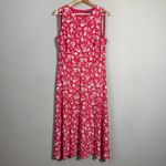Ralph Lauren Lauren Sleeveless Floral Fit & Flare Midi Dress Womens 12 Pink Chic Photo 5