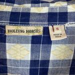 Holding Horses  Blue & White Snap Close Long Sleeve Plaid Shirt Top 6 Photo 5