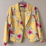 Allegra K Women's Open Front Workwear Crop Suit Blazer Jacket Yellow-Floral Photo 0