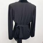 Chelsea 28 Black Long Sleeve Wrap Front Surplice V-Neck Top Women's Size Medium Photo 1